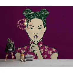 Fototapete Vlies Pop Art Japan violett beige Premium