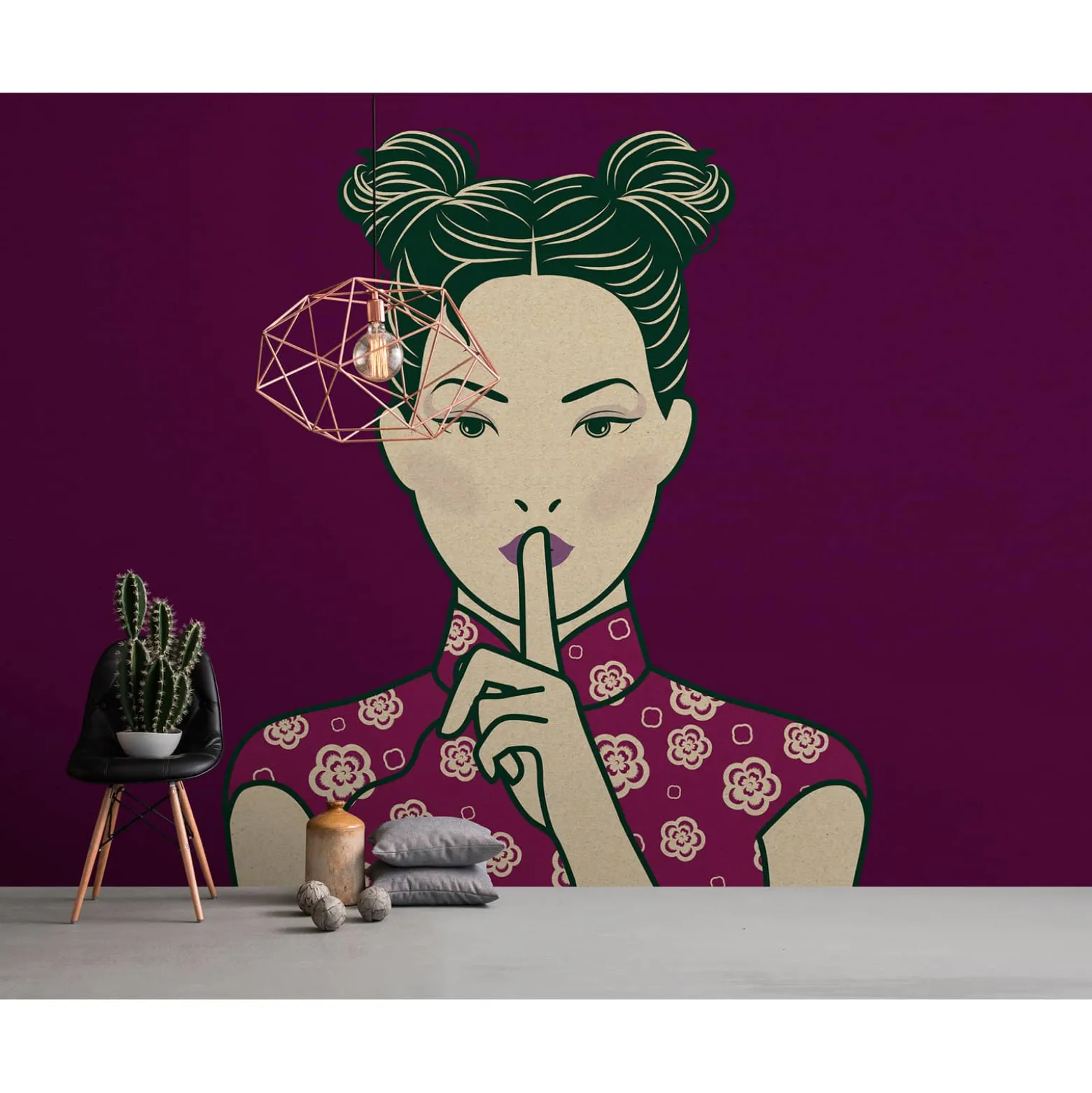 Fototapete Vlies Pop Art Japan violett beige Premium