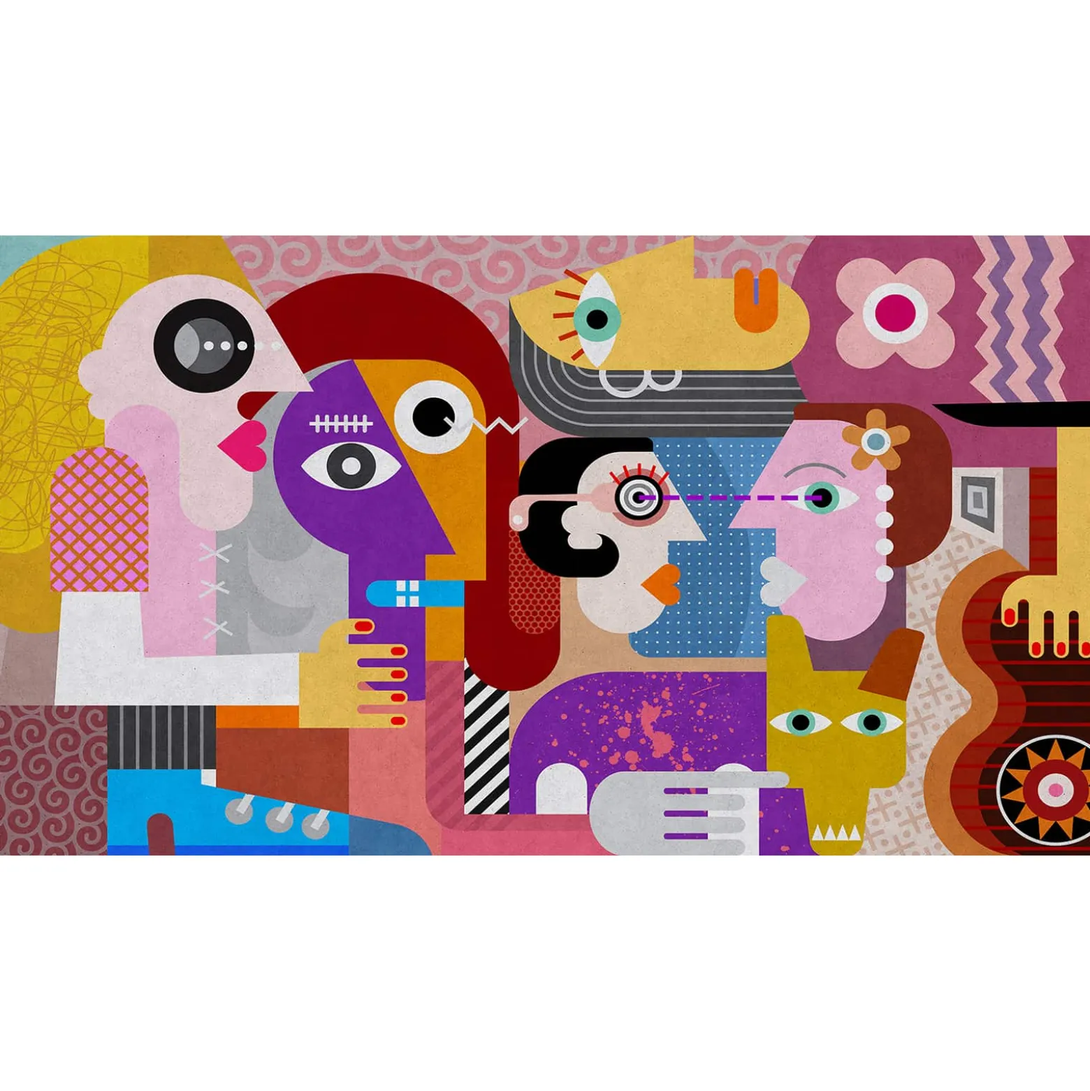 Fototapete Vlies Pop Art Retro pink bunt Premium