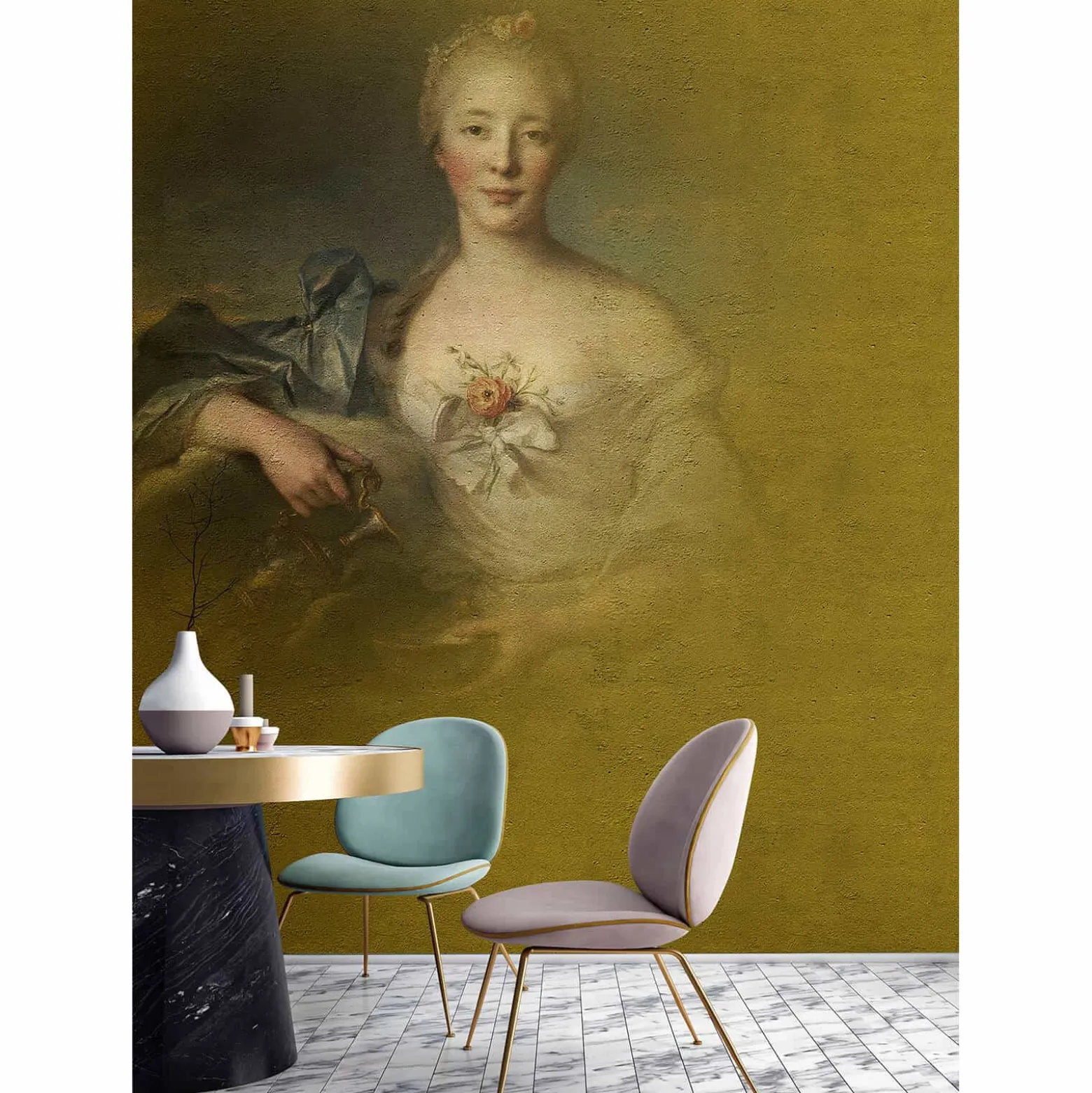 Fototapete Vlies Portrait Gemälde Frau gelb Premium