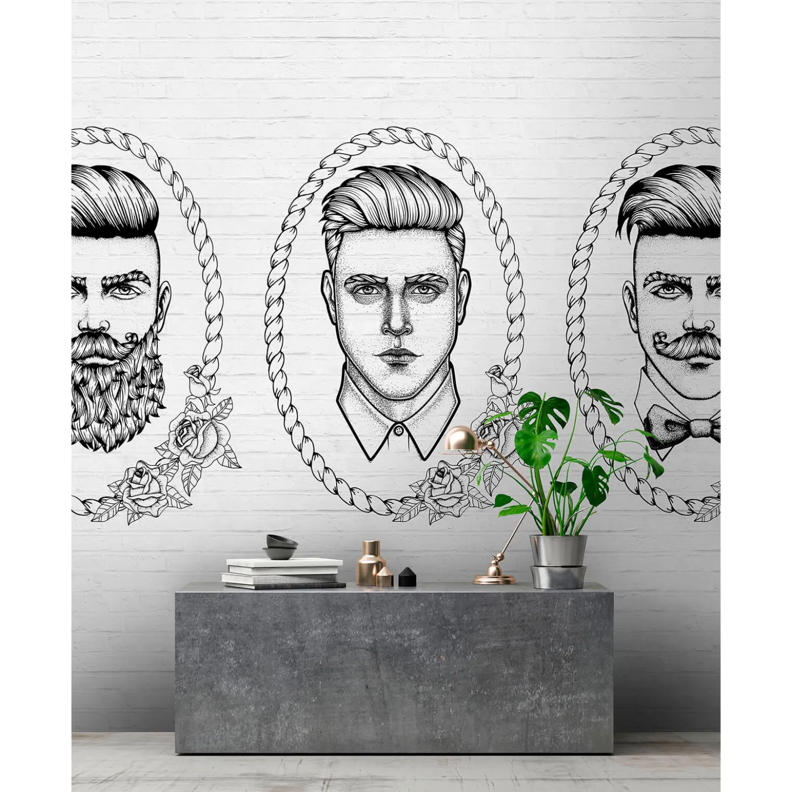 Fototapete Vlies Portrait Männer Hipster weiß Premium