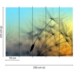 Fototapete Vlies Pusteblume Löwenzahn blau gelb schwarz