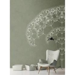 Fototapete Vlies Pusteblume Grafisch grün weiß Premium