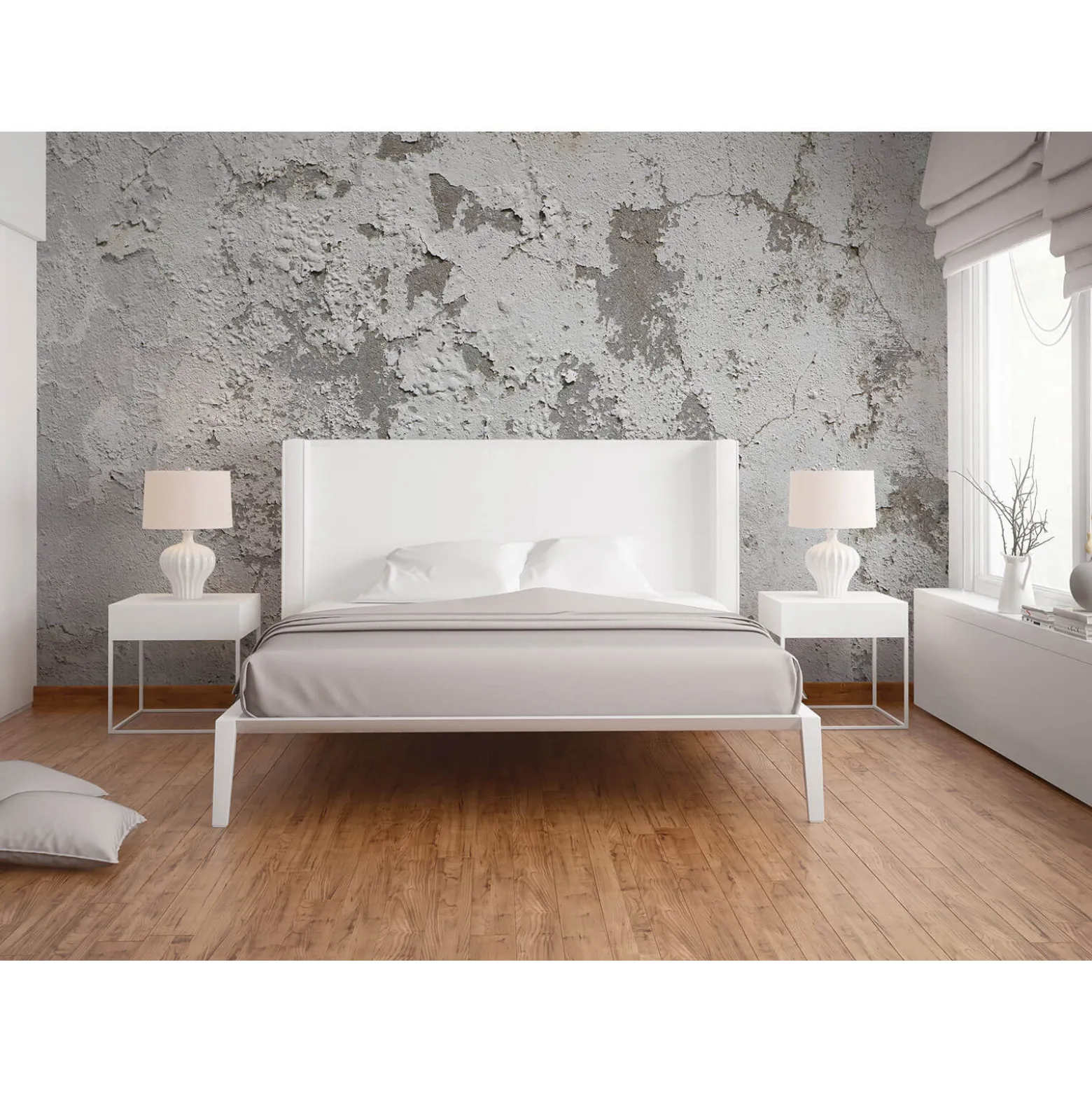 Fototapete Vlies Putz Mauer Shabby grau weiß