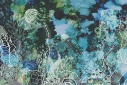Fototapete Vlies Quallen Unterwasser grün blau