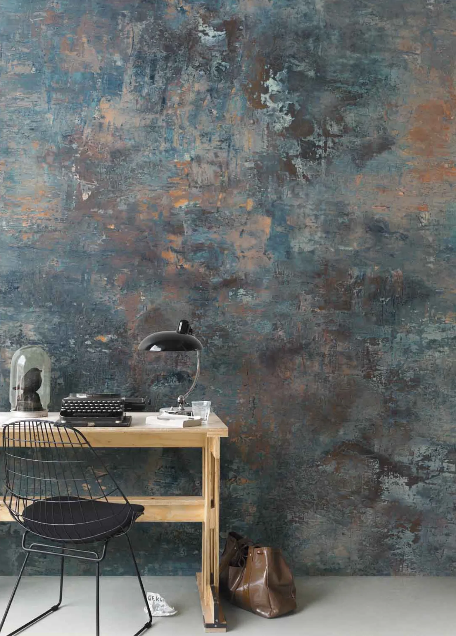 Fototapete Vlies Rasch Shabby Industrial Blau Beige 429626