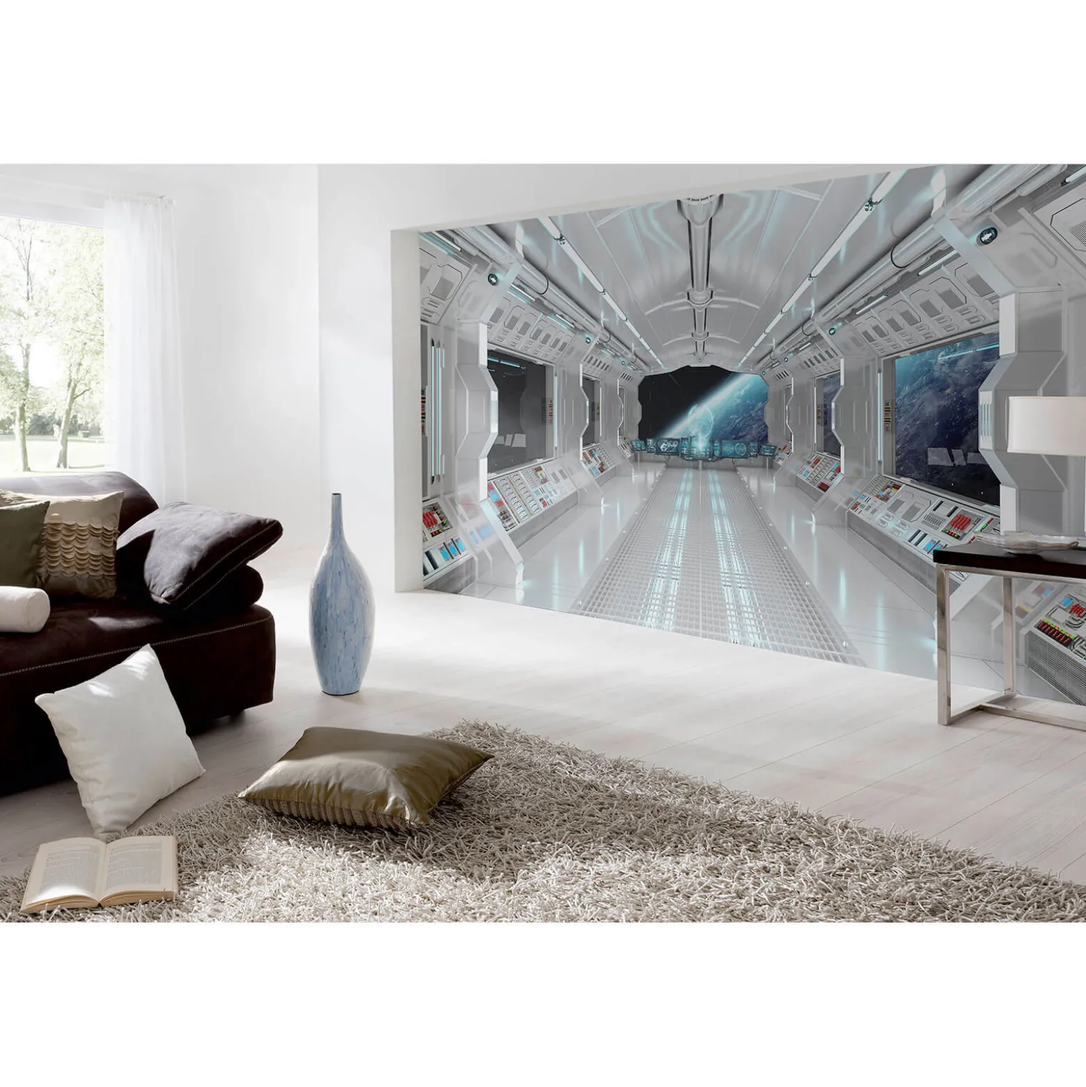 Fototapete Vlies Raumsschiff Optik grau schwarz Premium