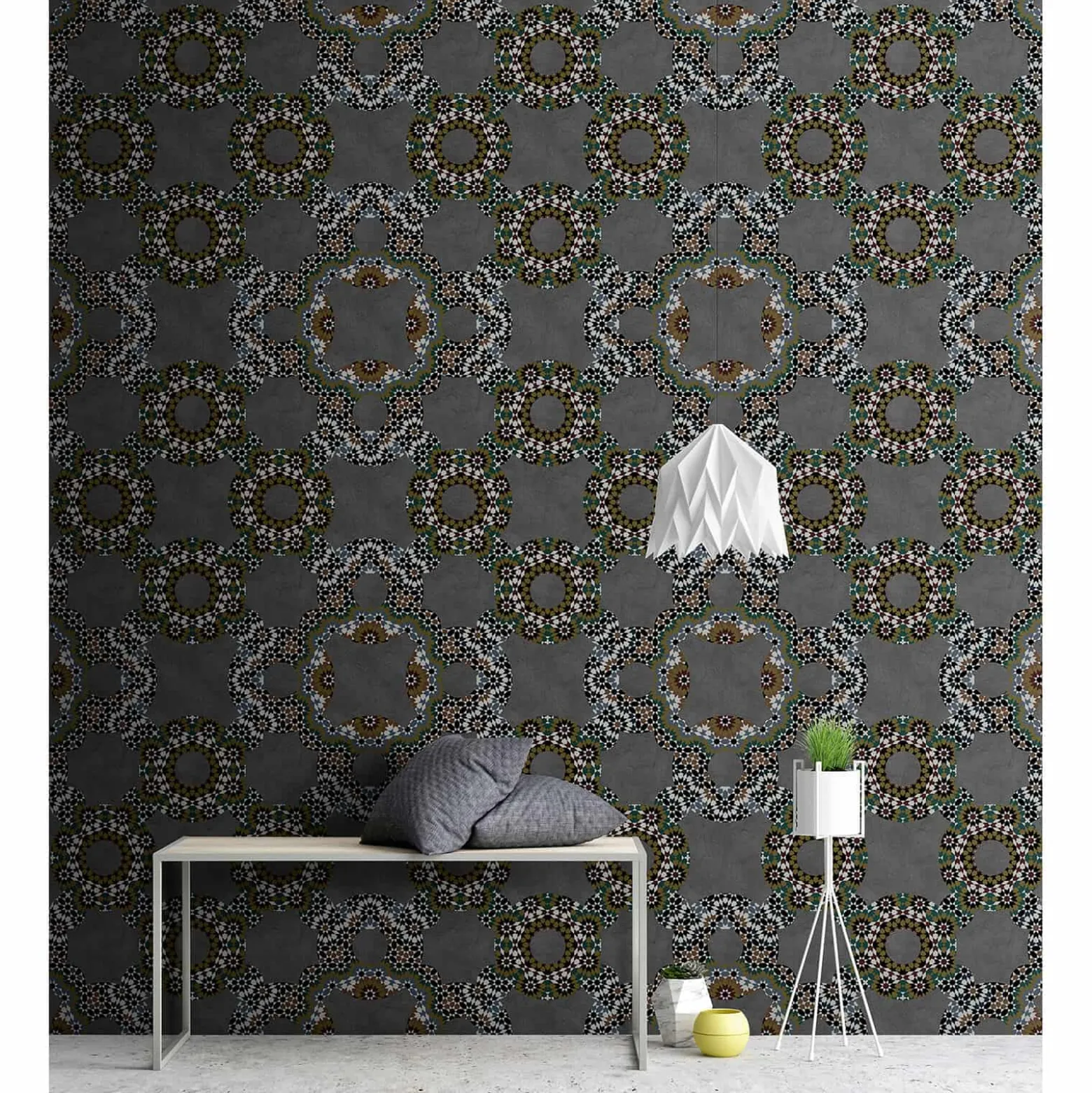 Fototapete Vlies Retro Kreise 3D grau braun Premium