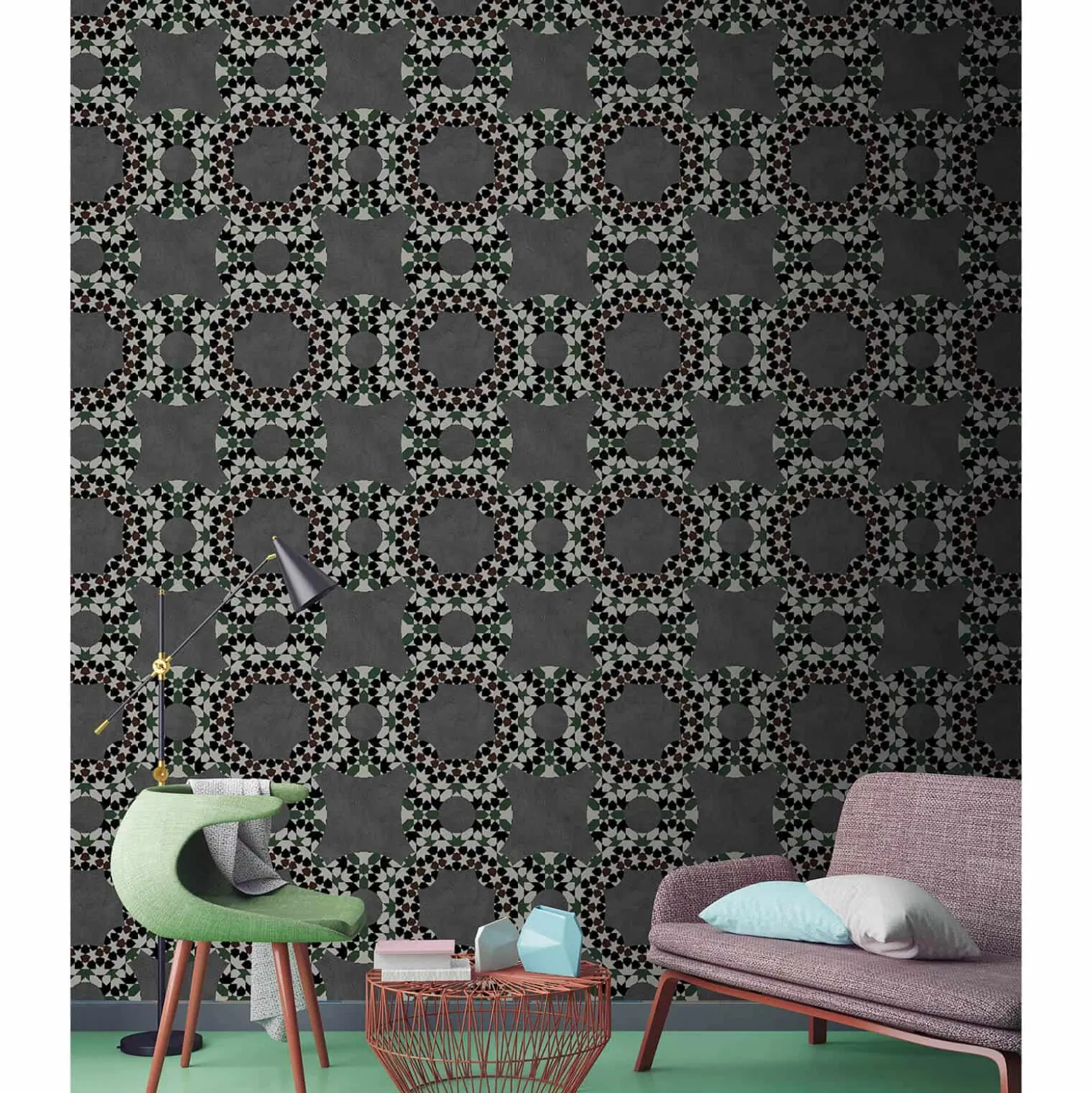 Fototapete Vlies Retro Kreise 3D schwarz weiß Premium
