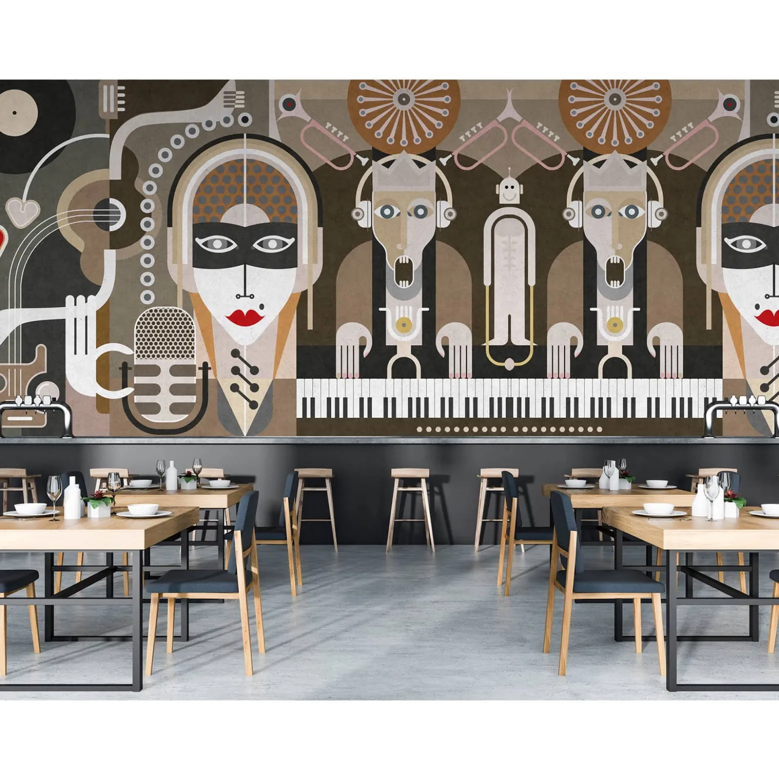 Fototapete Vlies Retro Musik Instrumente beige Premium