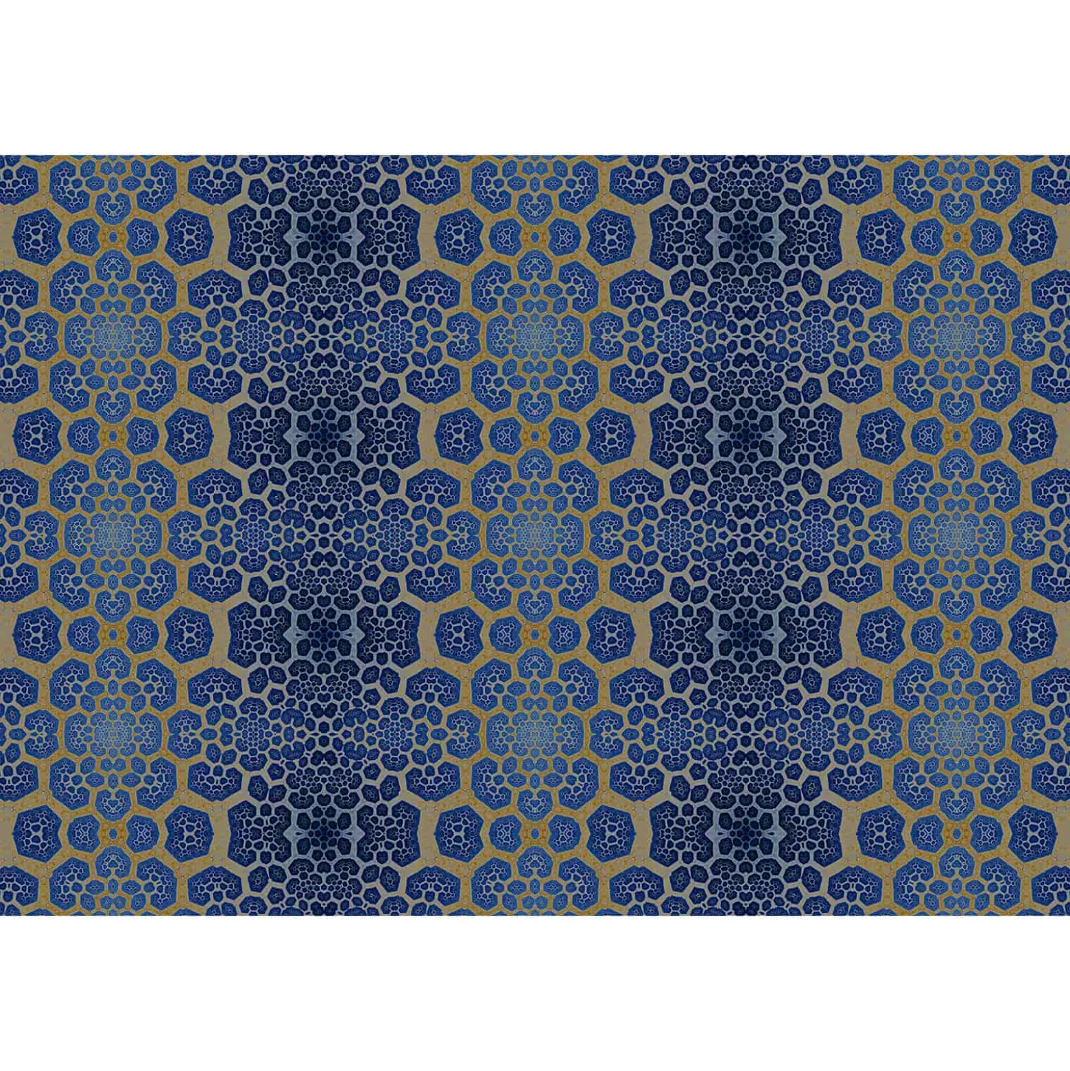 Fototapete Vlies Retro-Pop Muster blau gold Premium