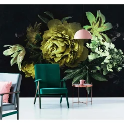Fototapete Vlies Rose Blume gelb schwarz Premium
