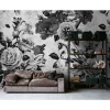 Fototapete Vlies Rosen Floral grau schwarz Premium