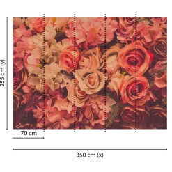 Fototapete Vlies Rosen Vintage Textil rot rosa creme