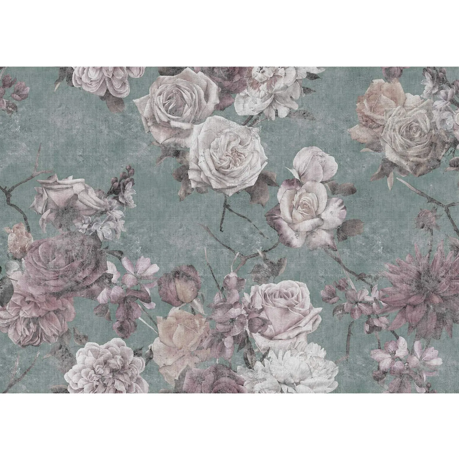 Fototapete Vlies Rosen Vintage rosa türkis Premium