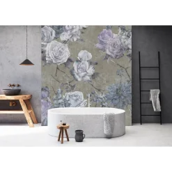 Fototapete Vlies Rosen Vintage blau taupe Premium