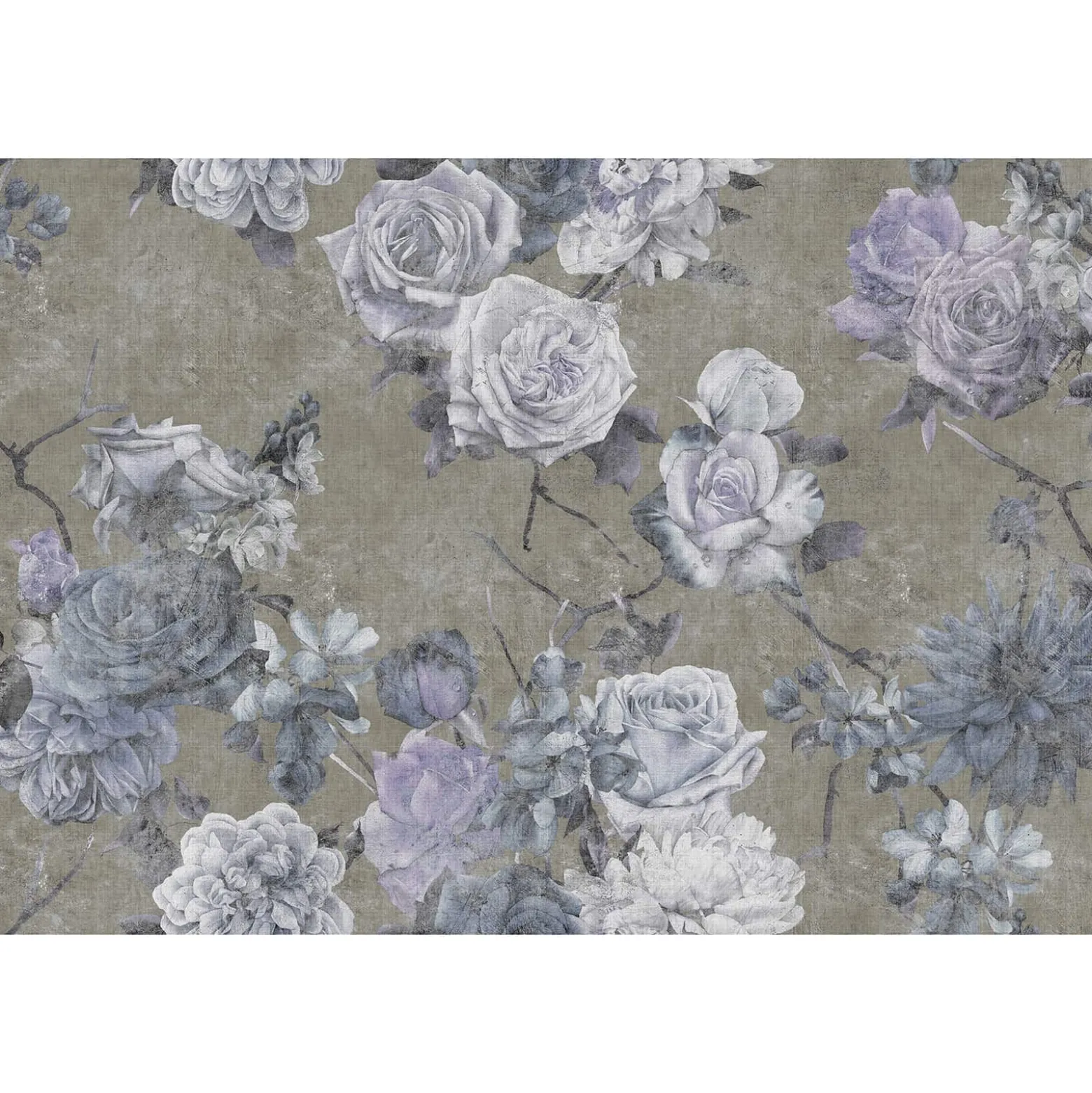 Fototapete Vlies Rosen Vintage blau taupe Premium