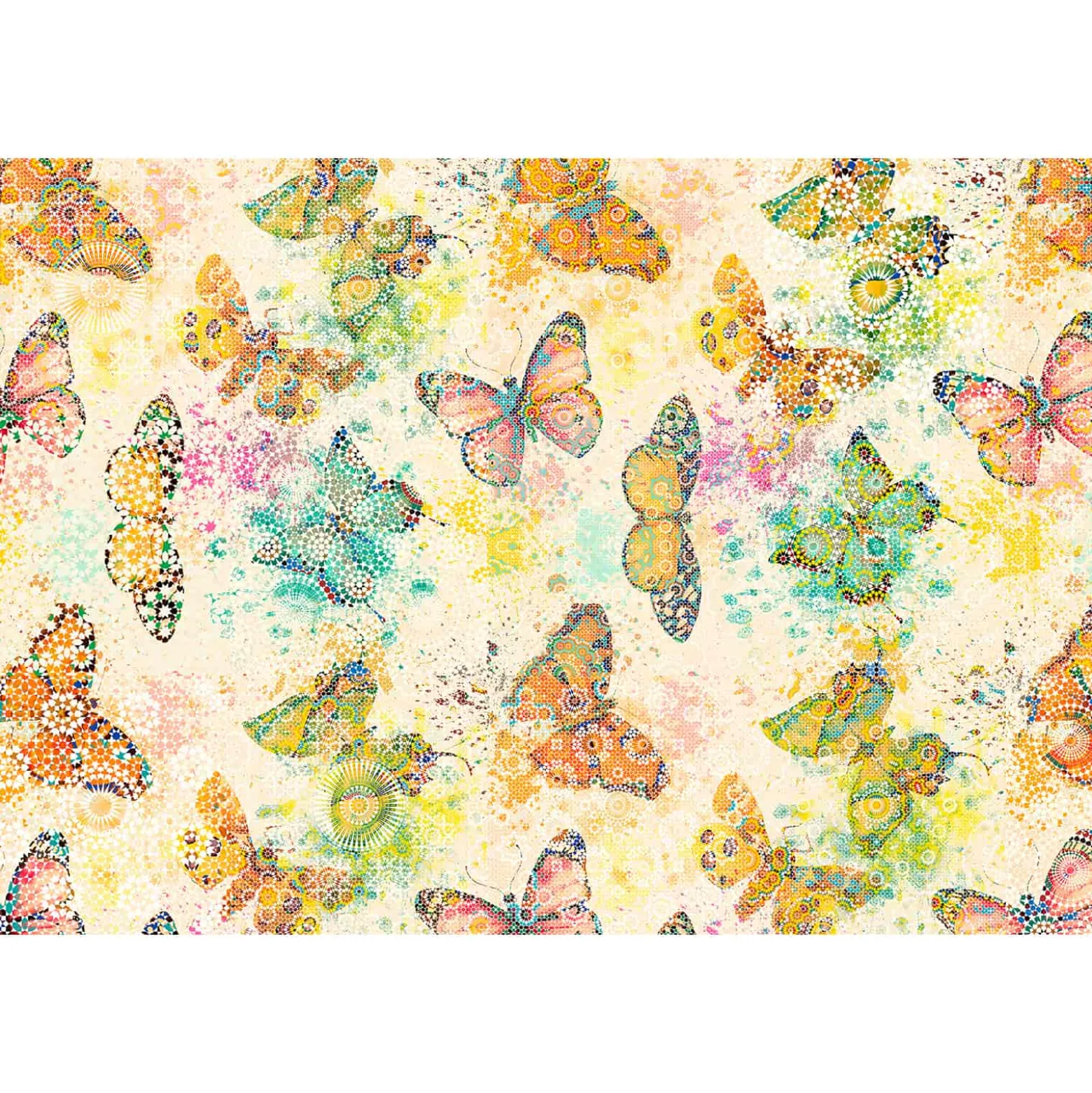 Fototapete Vlies Schmetterlinge Mosaik gelb bunt Premium