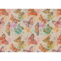 Fototapete Vlies Schmetterlinge Mosaik orange bunt