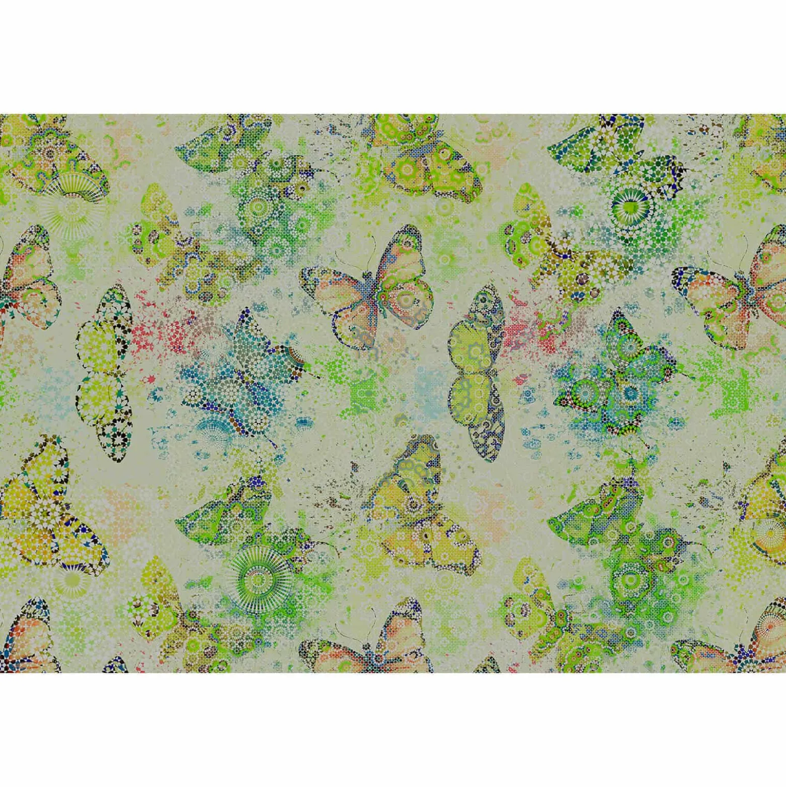 Fototapete Vlies Schmetterlinge Mosaik grün bunt Premium