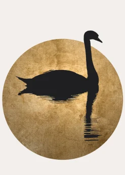 Fototapete Vlies Schwan See Mond gold schwarz
