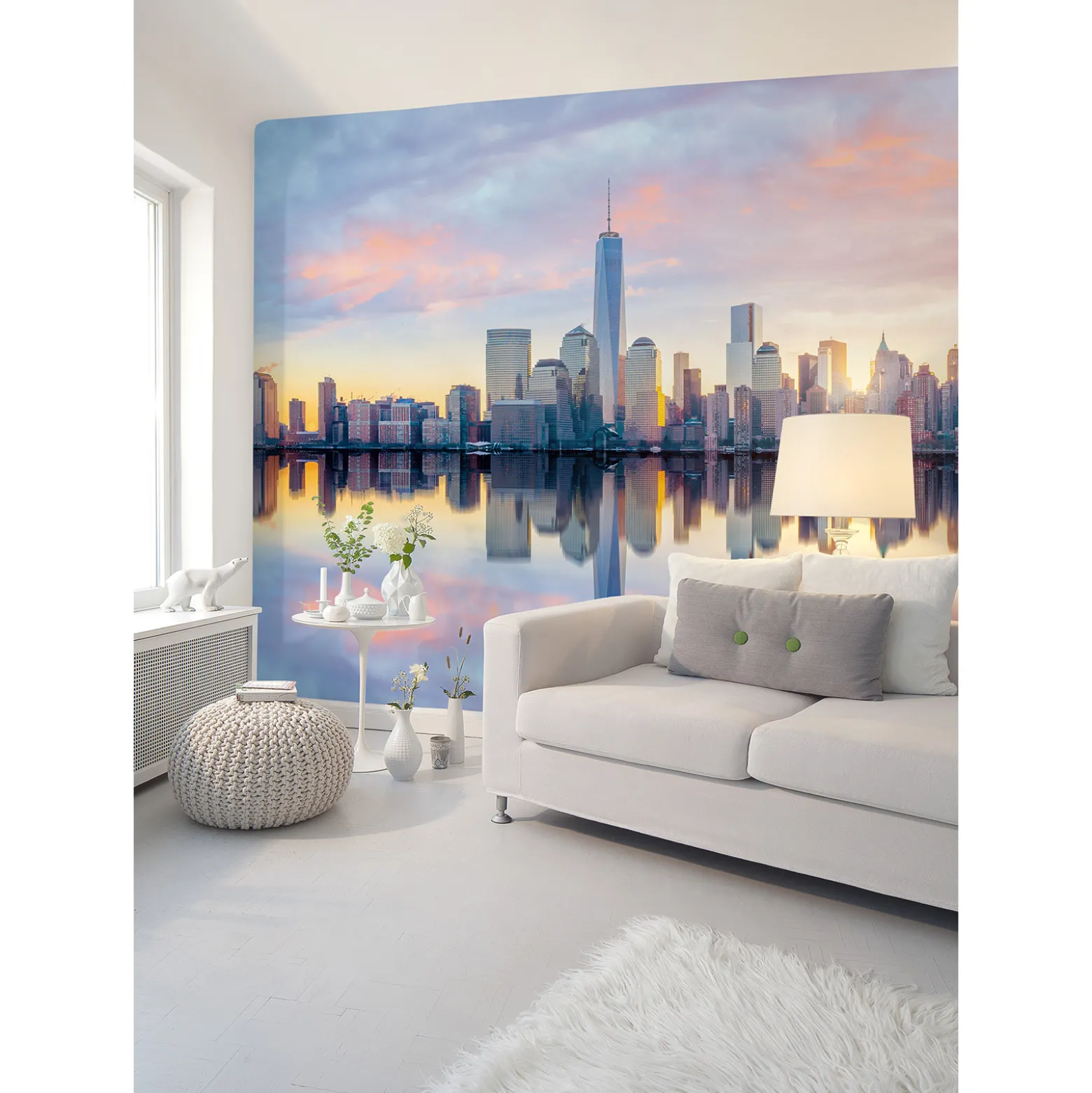 Fototapete Vlies Skyline New York blau gelb grau