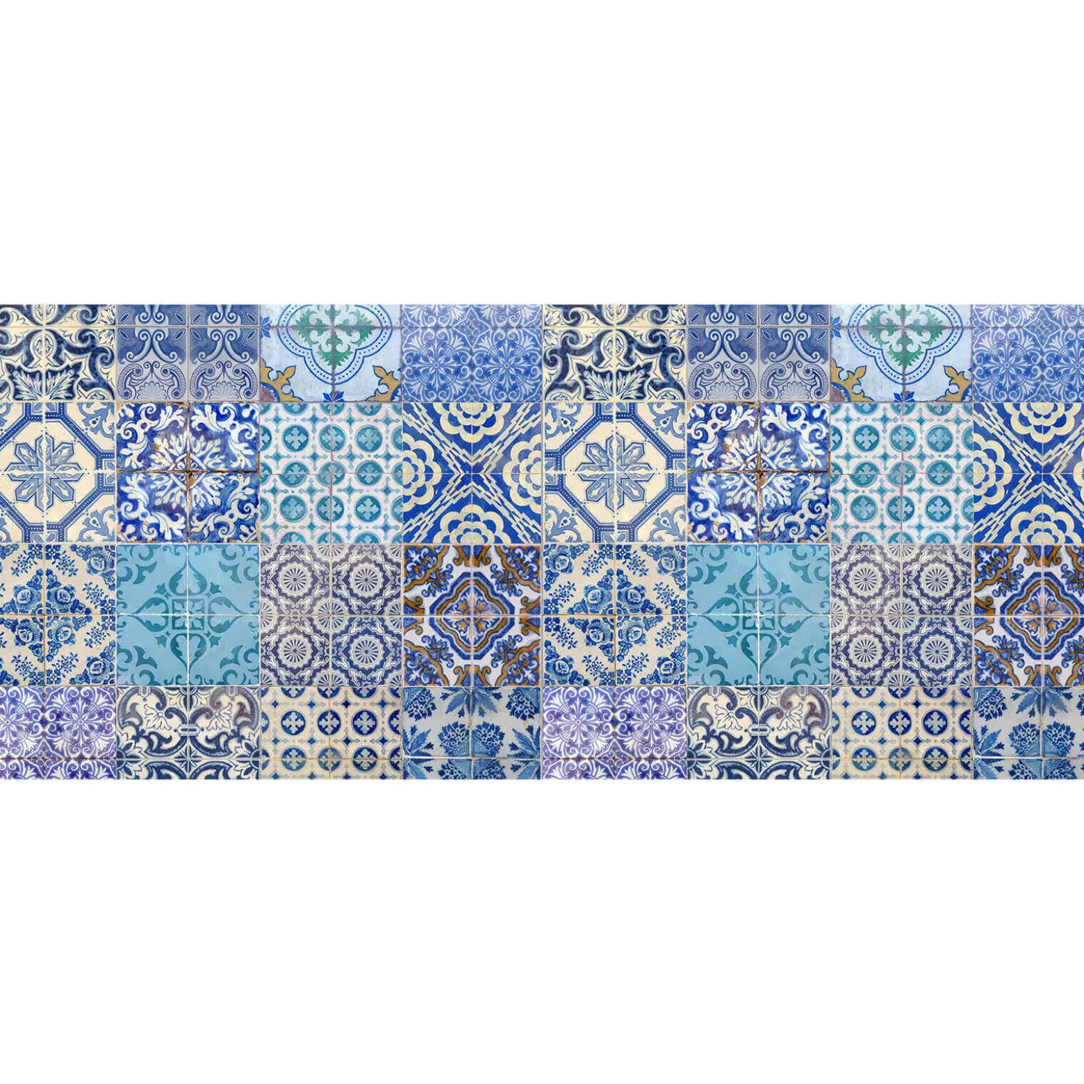Fototapete Vlies Spanische Fliesen blau creme