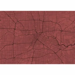 Fototapete Vlies Stadtkarte City Map rot schwarz Premium