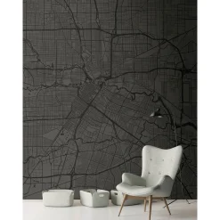 Fototapete Vlies Stadtkarte City Map anthrazit Premium