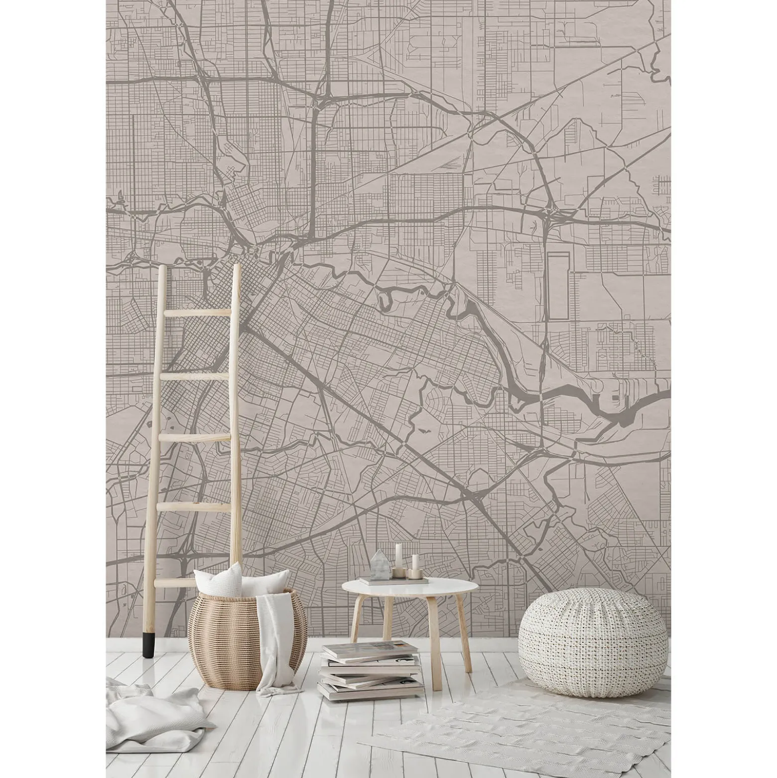 Fototapete Vlies Stadtkarte City Map grau Premium