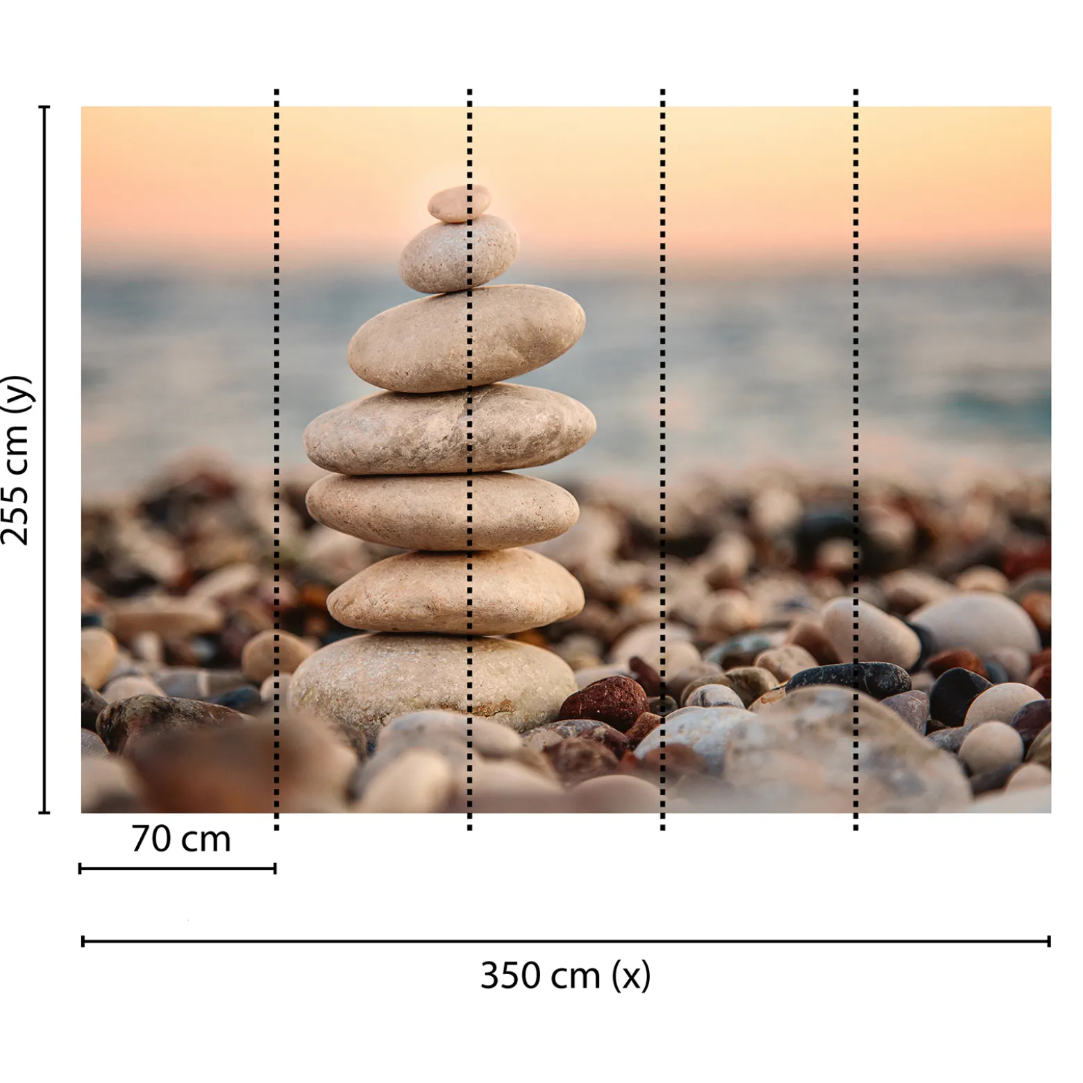 Fototapete Vlies Steine Kiesel Strand grau braun blau