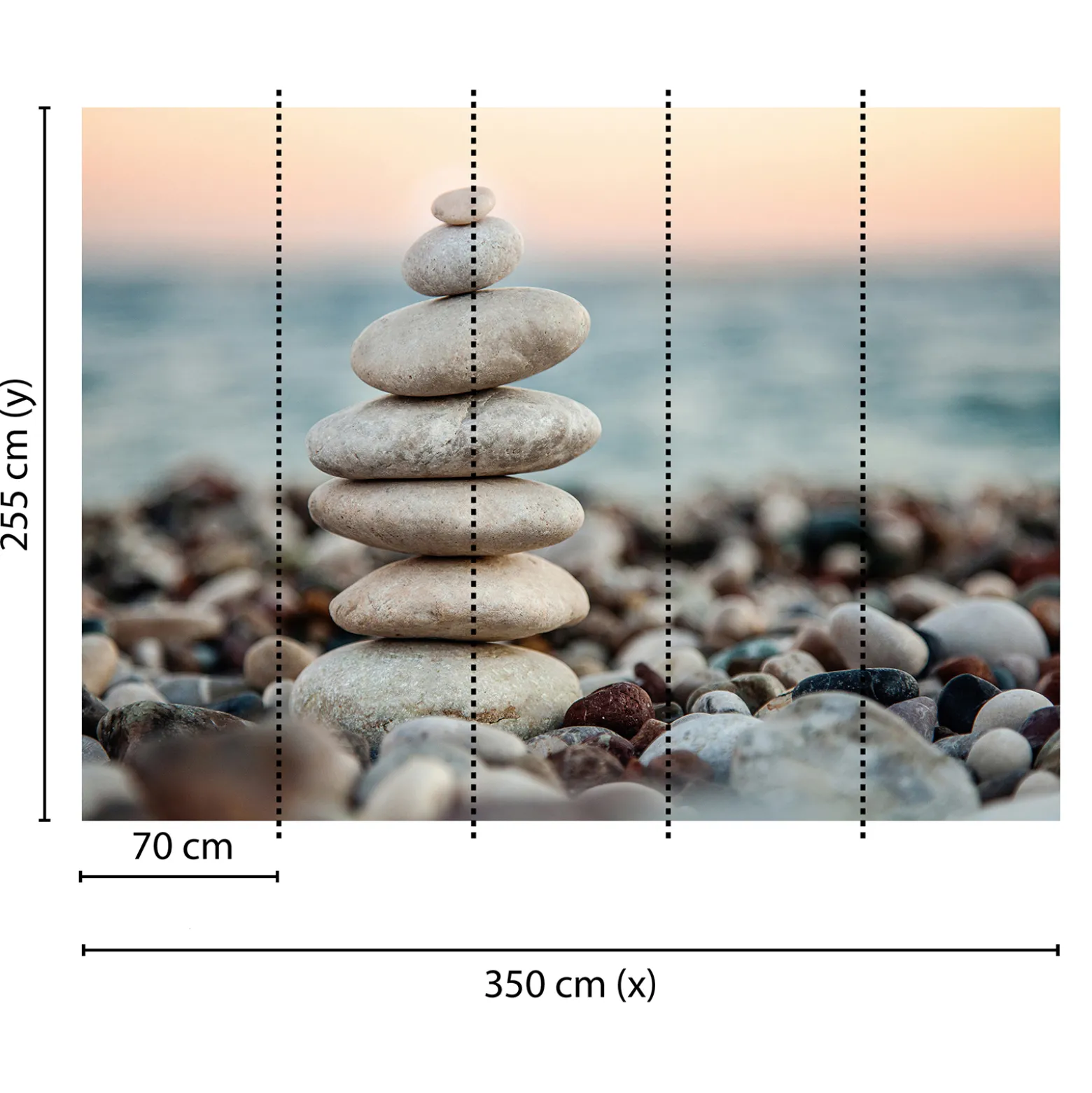 Fototapete Vlies Steine Kiesel Strand grau blau braun