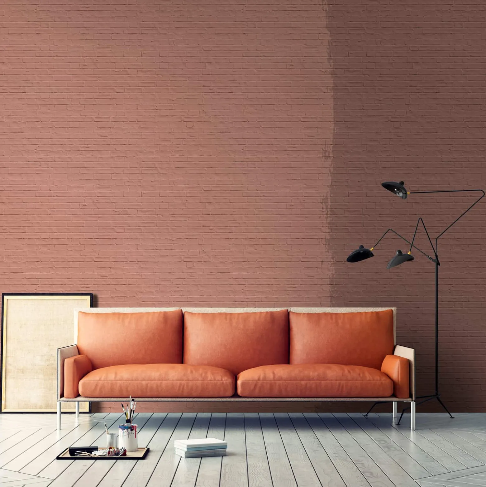 Fototapete Vlies Stein-Mauer orange braun Premium
