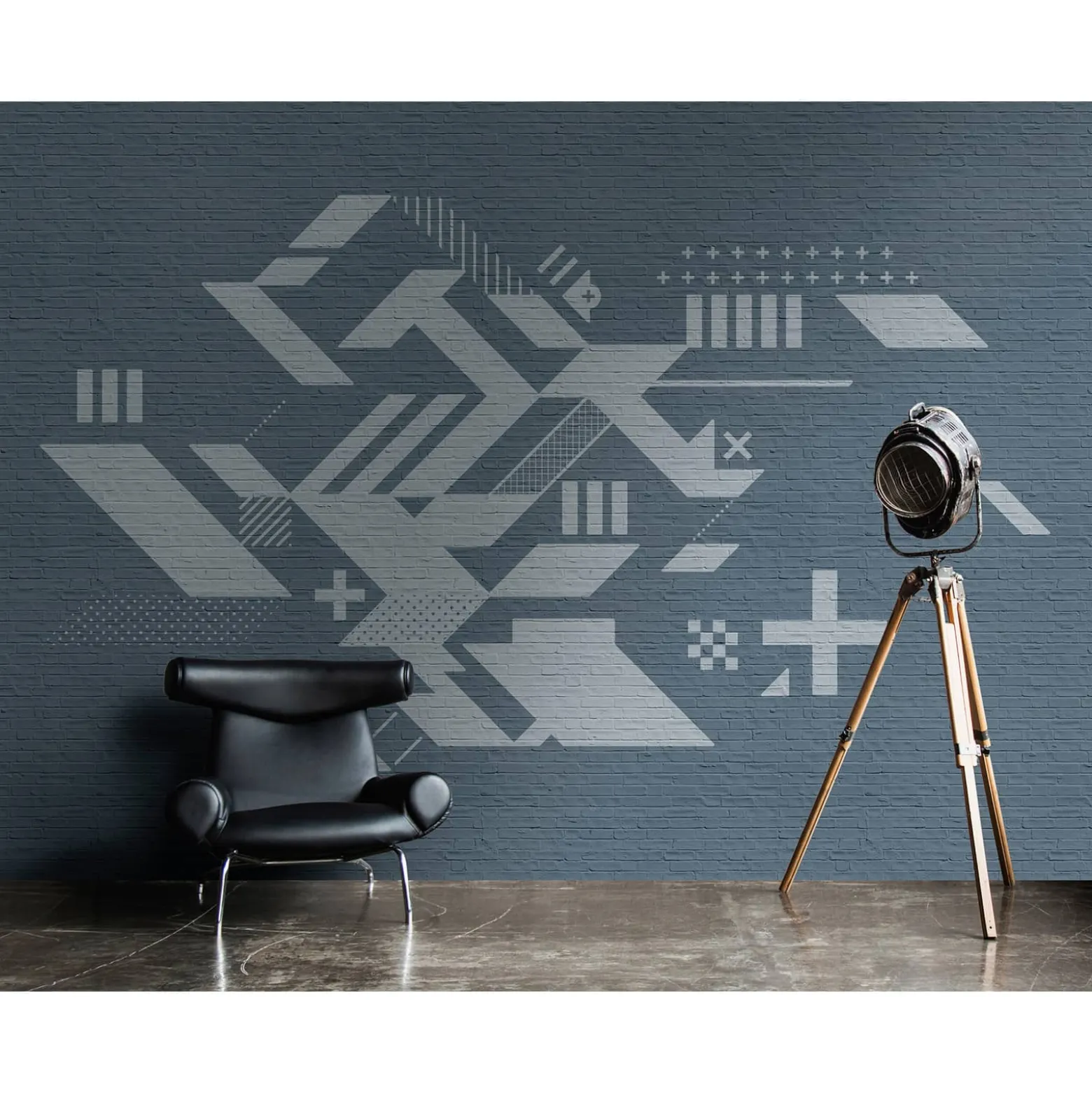Fototapete Vlies Steinmauer Grafik blau Premium