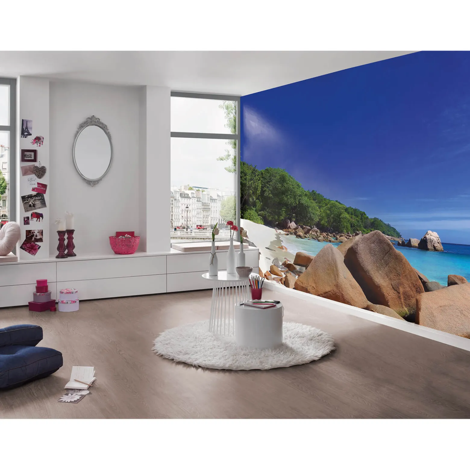 Fototapete Vlies Strand Meer Felsen blau braun
