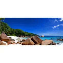 Fototapete Vlies Strand Meer Felsen blau braun