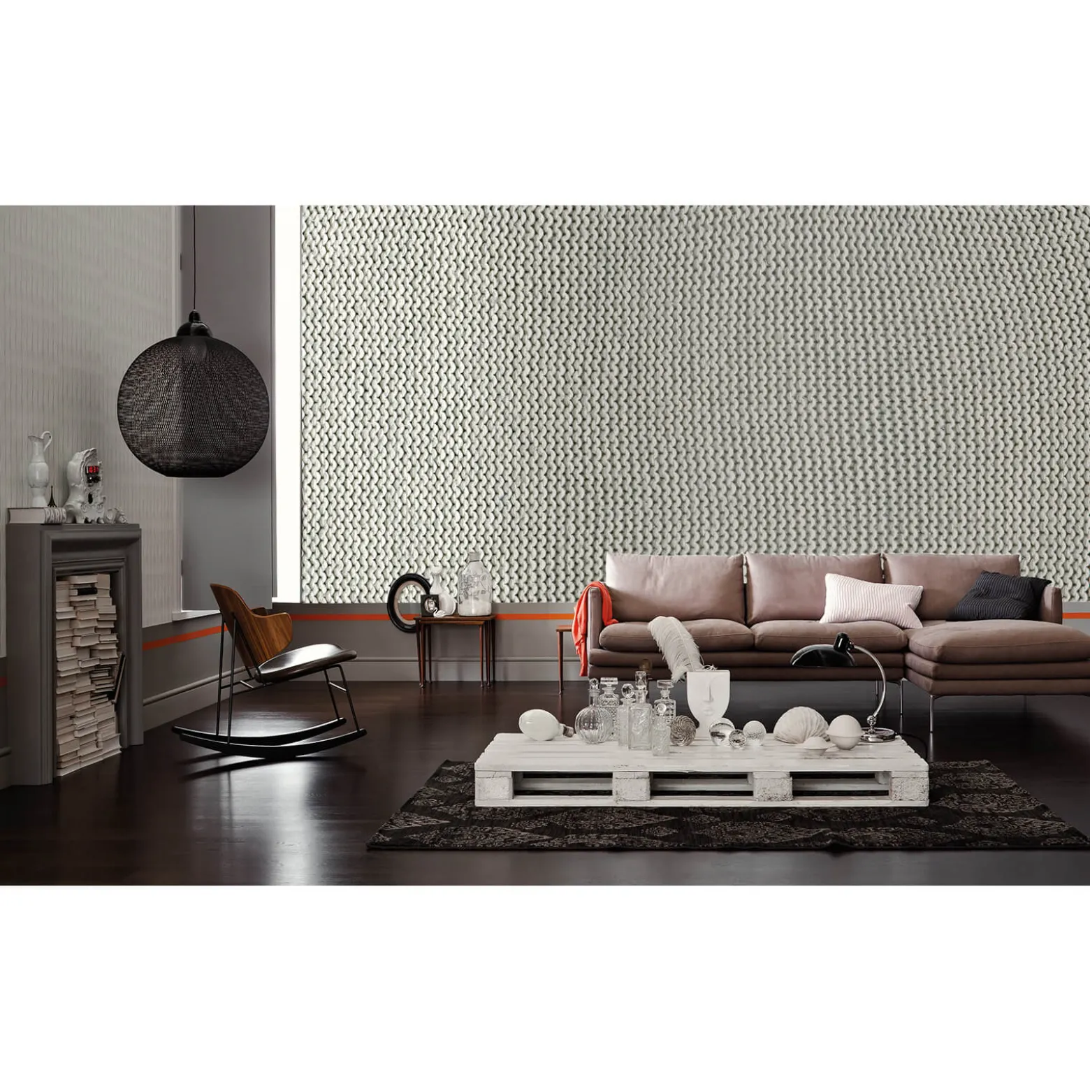 Fototapete Vlies Strickmuster Textil 3D grau
