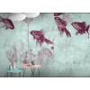 Fototapete Vlies Teich Fische Natur blau rot Premium