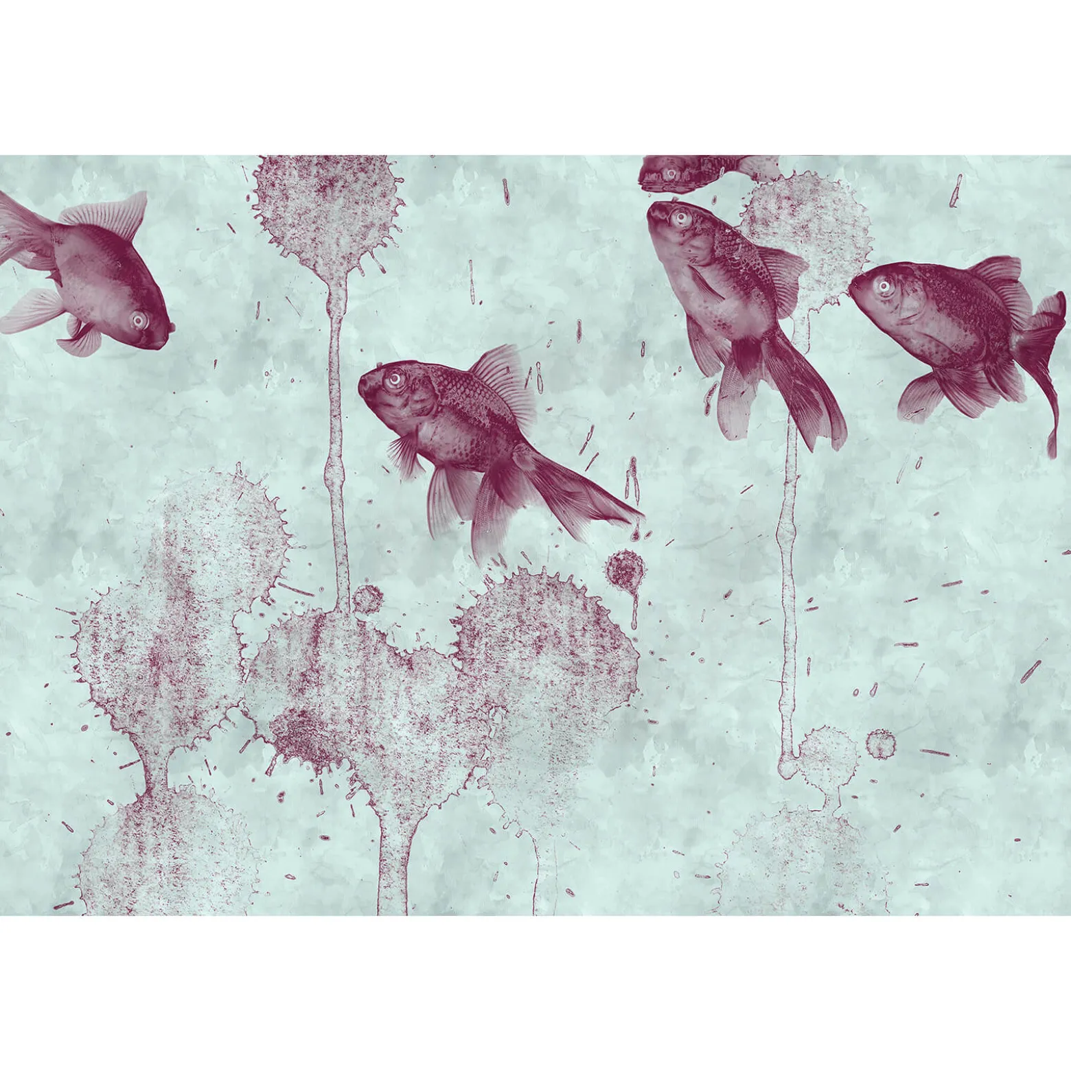 Fototapete Vlies Teich Fische Natur blau rot Premium