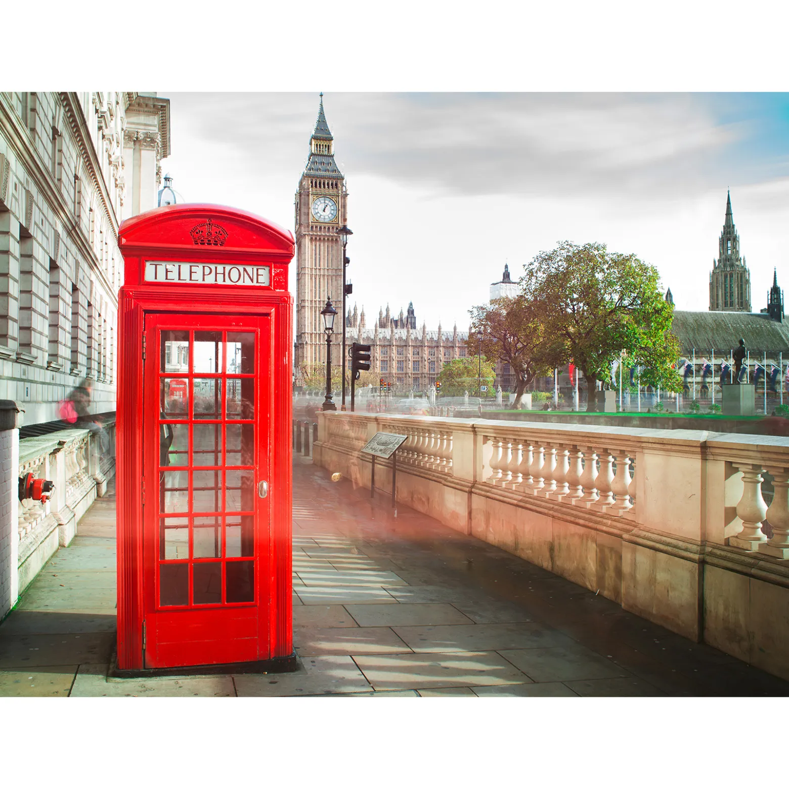 Fototapete Vlies Telefonzelle London Big Ben rot braun
