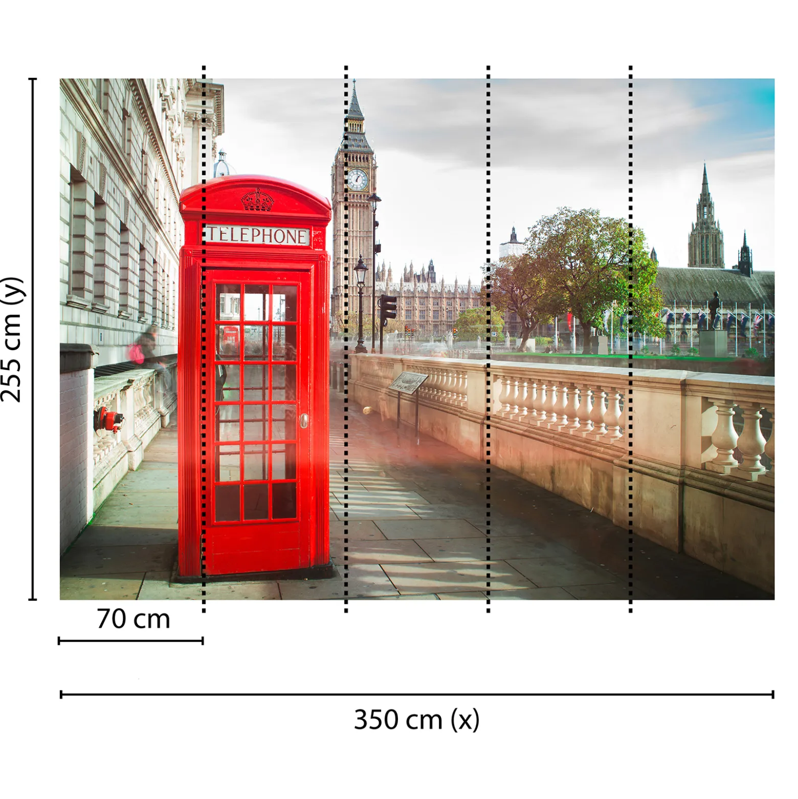 Fototapete Vlies Telefonzelle London Big Ben rot braun