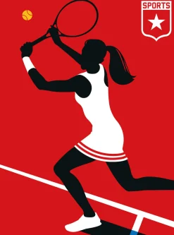 Fototapete Vlies Tennis Retro rot schwarz weiß