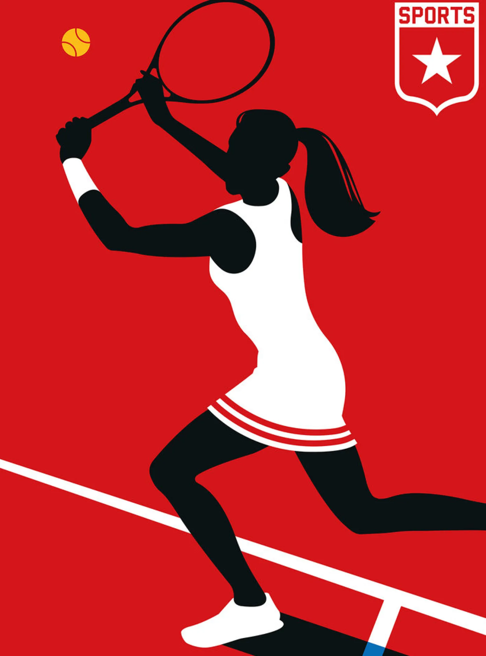 Fototapete Vlies Tennis Retro rot schwarz weiß