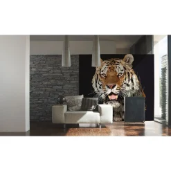 Fototapete Vlies Tiger Polygon Grafisch schwarz