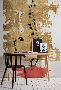Fototapete Vlies Tropfen Abstrakt gold schwarz