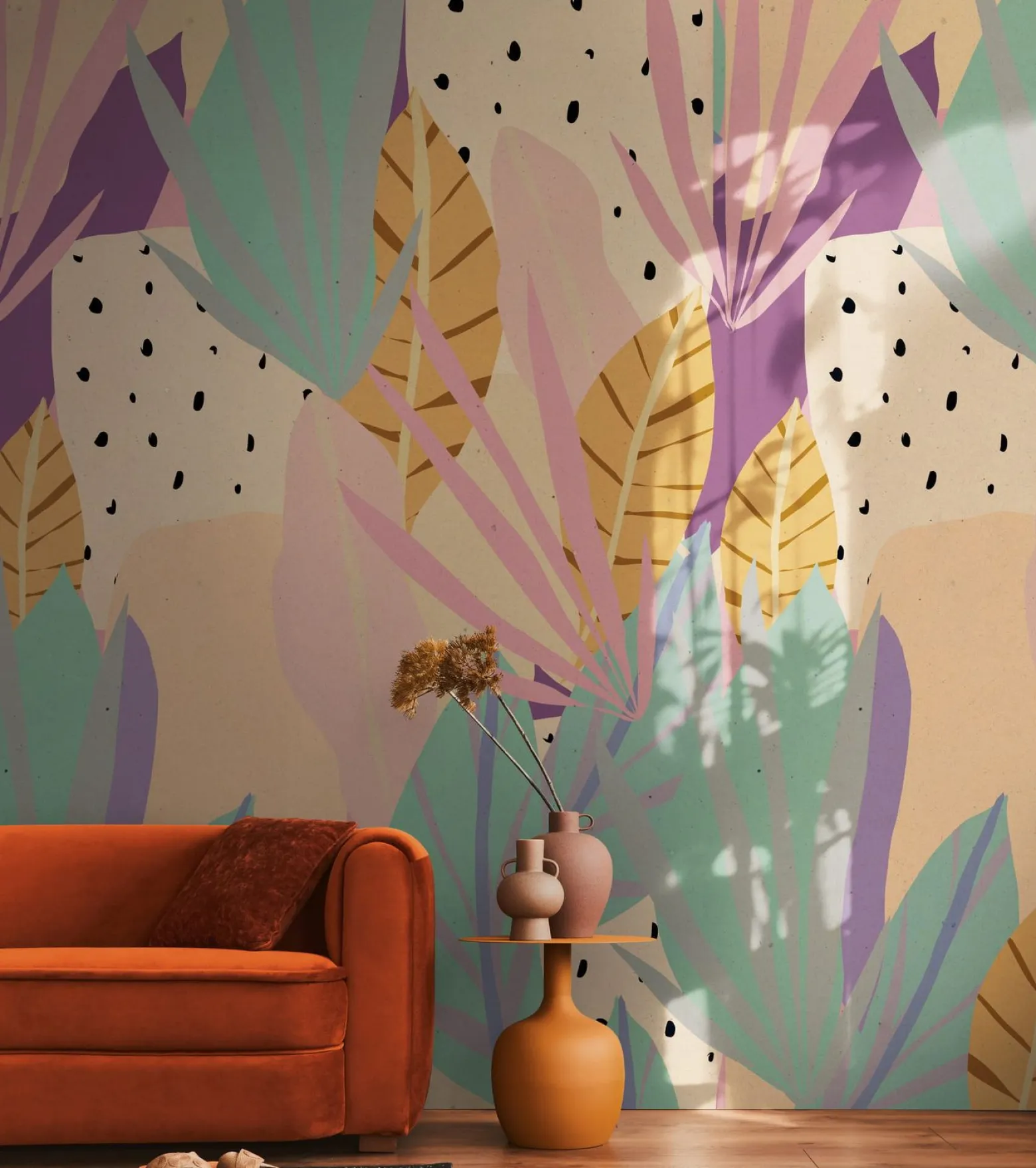 Fototapete Vlies Tropisch Abstrakt Beige Rosa 78208-2
