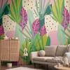Fototapete Vlies Tropisch Abstrakt Grün Rosa 78208-1