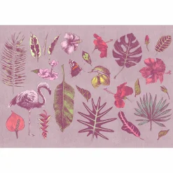Fototapete Vlies Tropisch Flamingo rosa grün Premium