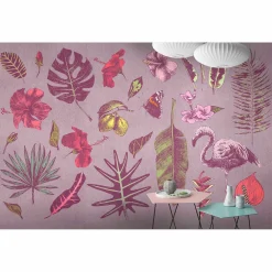 Fototapete Vlies Tropisch Flamingo rosa grün Premium