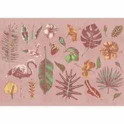 Fototapete Vlies Tropisch Flamingo rosa gelb Premium